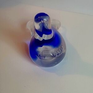 glass seal figurine paperweight blue clear